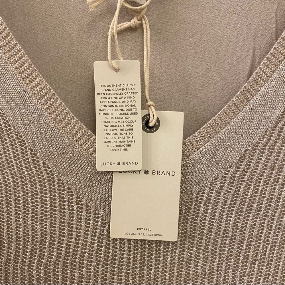 LUCKY BRAND Metallic Mixed Media Overlay Sweater - Picture 6 of 10